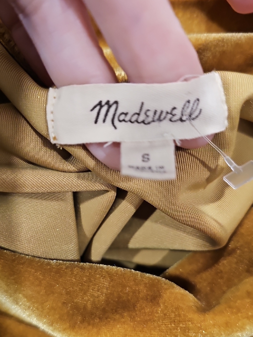 Madewell Mock Neck Velvet Top In Goldenrod Sz S EUC - Picture 5 of 12